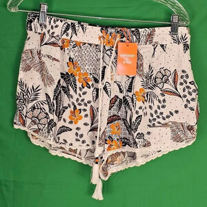 NWT Superdry‎ Womens White Floral Hawaiian Print Beach Shorts 8